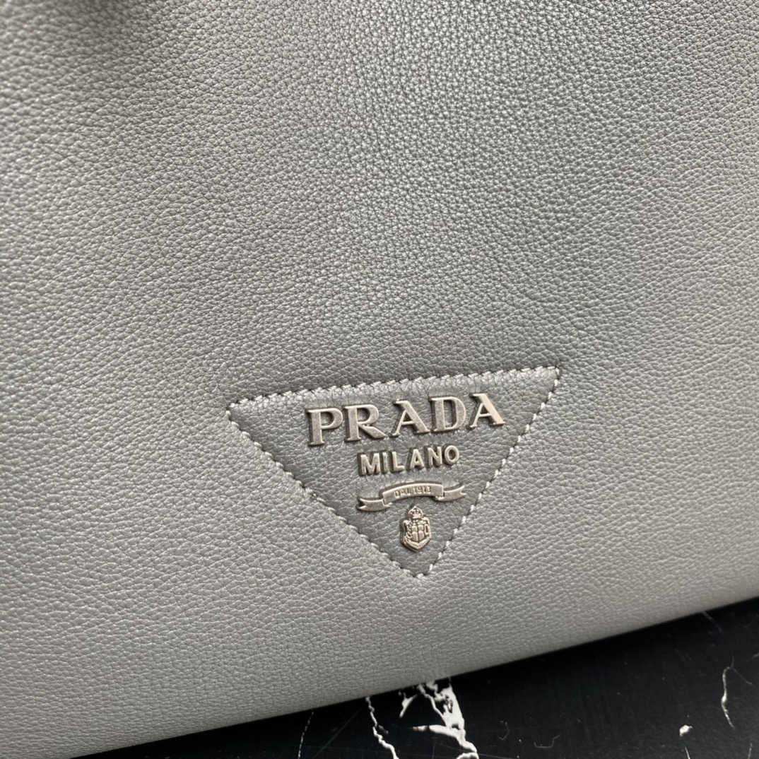 Prada Leather Shoulder Bag Handbag Dark Grey 1BG339